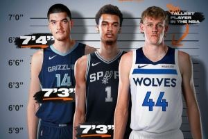 新赛季最高的三个人！埃迪2米24第1、文班第2、森林狼新秀第3